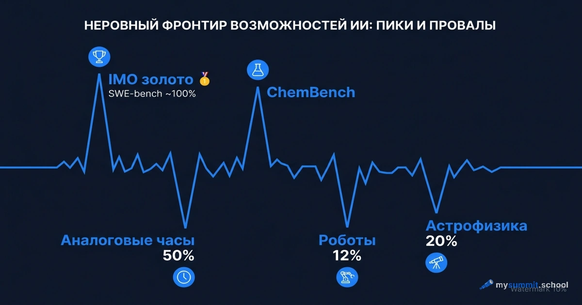 Зубчатый край ИИ: олимпиада – да, аналоговые часы – нет