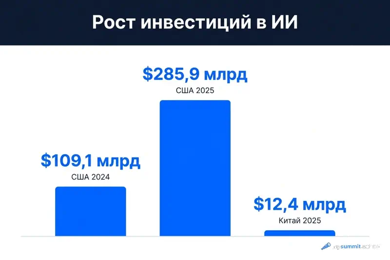 Рост инвестиций в ИИ: США vs Китай
