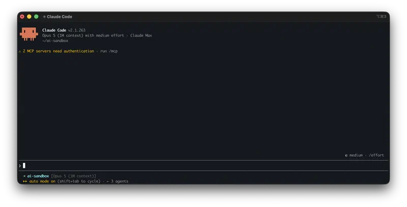 Claude Code 2.1.263 на Opus 5, автоматический режим и три субагента