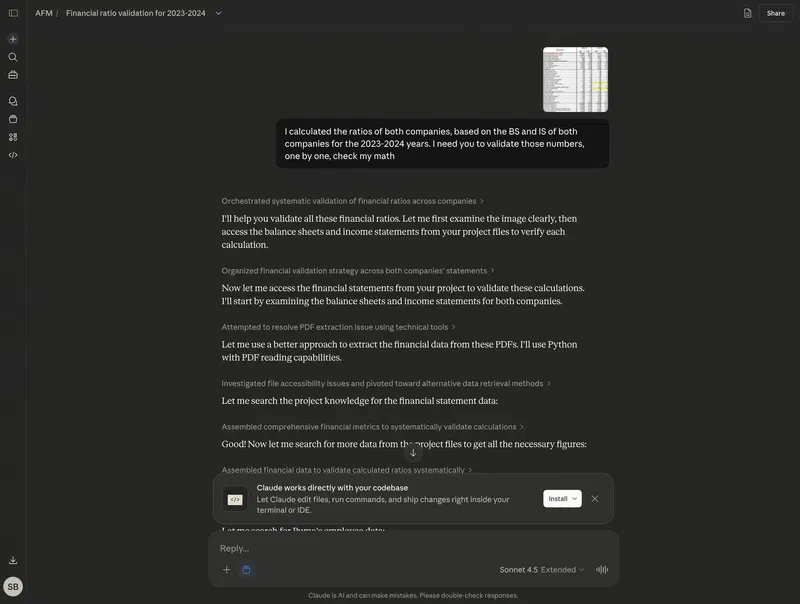 Claude in the web interface