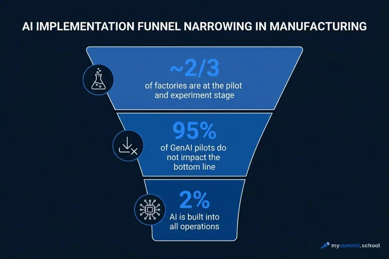 The AI adoption funnel: from mass pilots to AI embedded in operations, only a few make it through