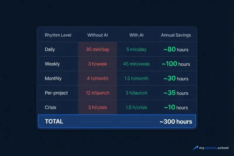 Comparison of project management time with and without AI