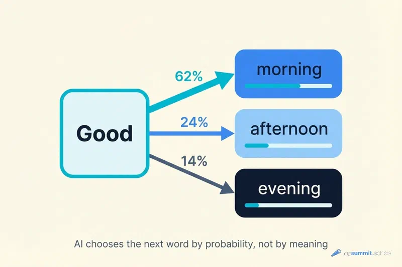 How AI predicts the next word: probability diagram