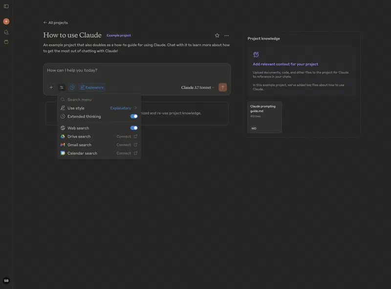 Project example in Claude