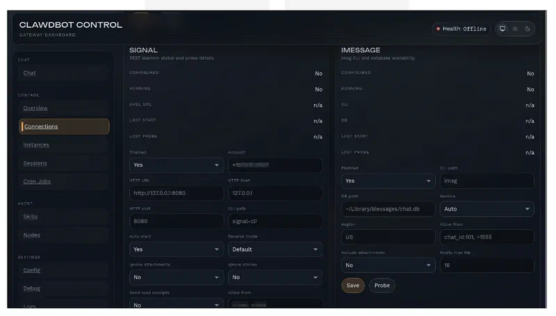 Example of a public Clawdbot Control panel