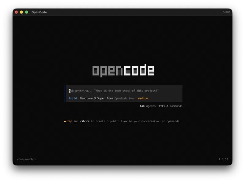 OpenCode window
