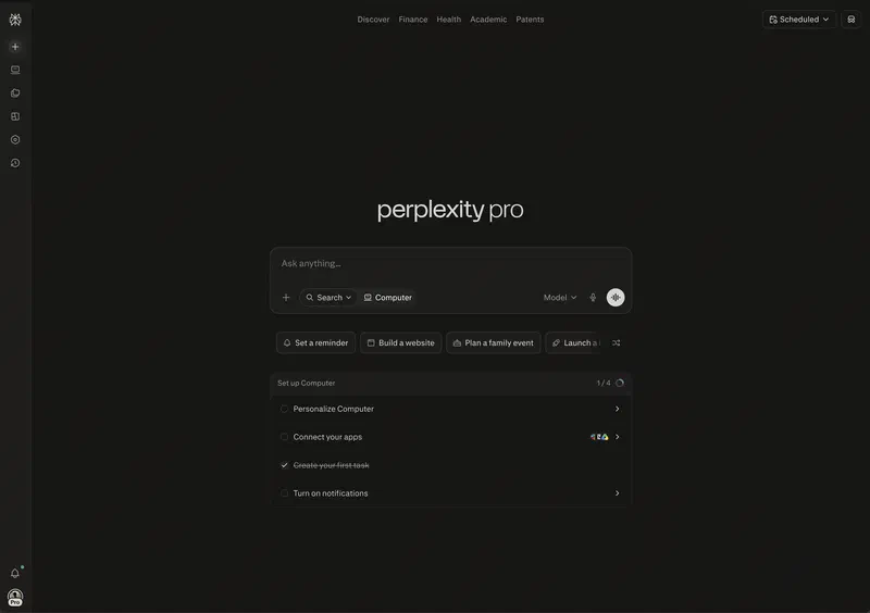 The Perplexity AI interface