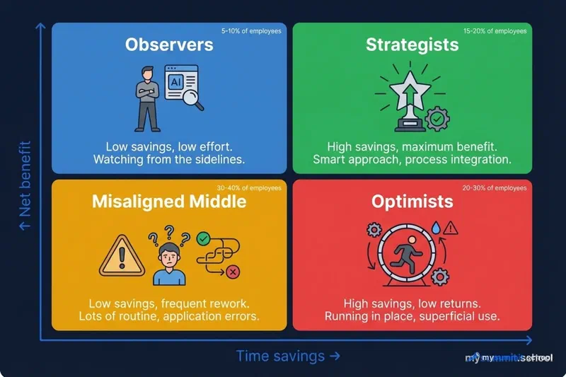 Net Productivity Matrix: 4 types of AI users