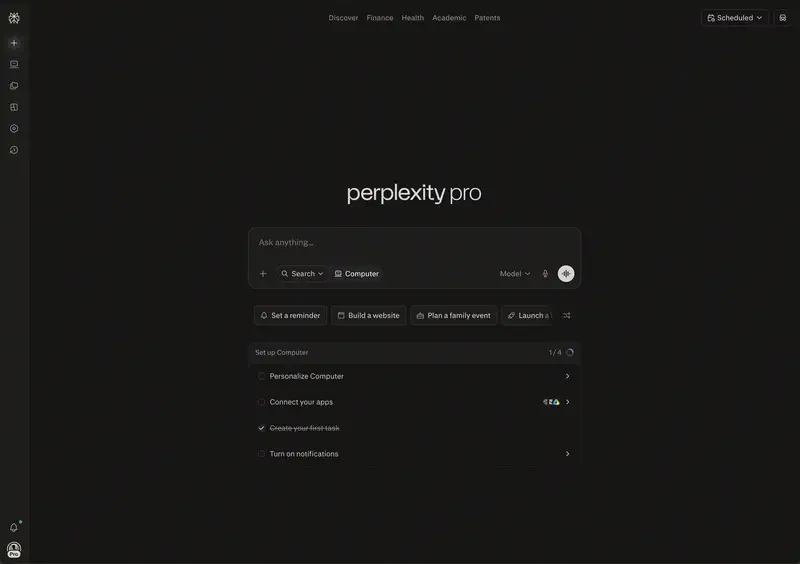 Интерфейс Perplexity AI