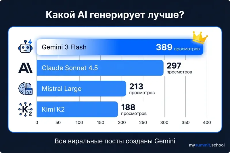 Сравнение AI-моделей по эффективности генерации постов